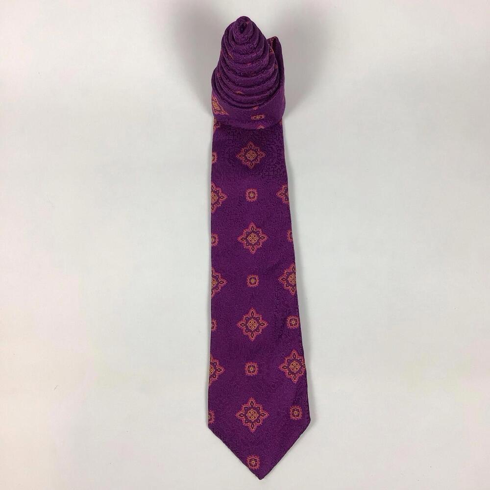 Josiah France Men's Silk Necktie Geometric Red Pattern